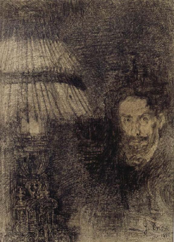 James Ensor Self-Portrait by Lamplight or In the Shadow China oil painting art